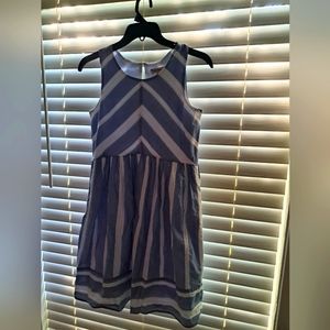 Women's blue and white stripped dress.